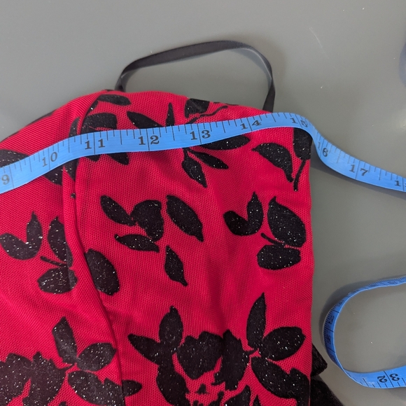 Vintage‎ Y2K City Triangles Whimsigoth Red Burnout Mesh Floral Evening Gown - Picture 12 of 16